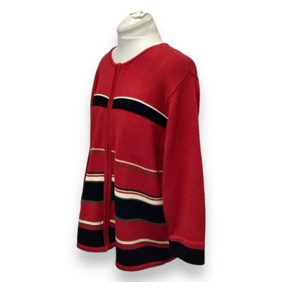 Crazy Horse Liz Claiborne Vintage Women’s Zip Front Cardigan, Red, Size 2X - Picture 2 of 8